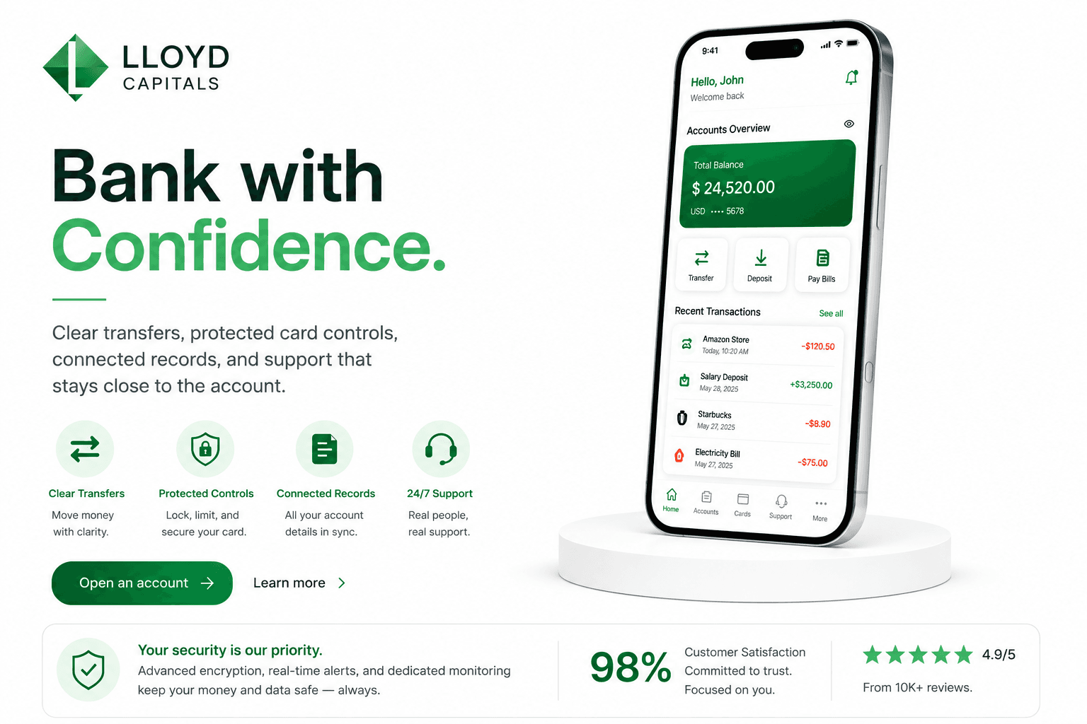 Bank with confidence using Lloyd Capitals